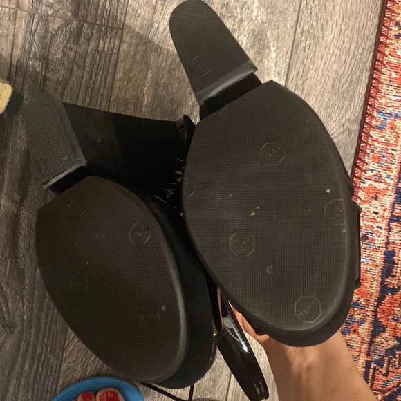 YSL Black Platform Suede Strappy Sandals, Size 38 - Picture 3 of 3